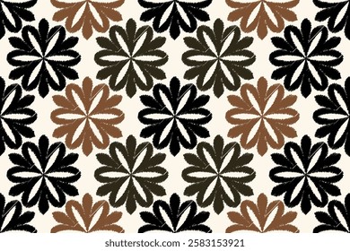 Ikat Paisley designed a seamless pattern background vector illustration. Ikat ethnic oriental embroidery traditional.Aztec style, abstract background. Design for texture, fabric, clothing, and deco