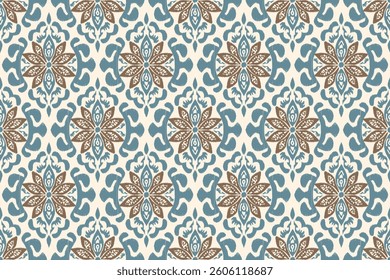 Ikat Paisley designed seamless pattern background vector illustrations. Ikat ethnic oriental embroidery traditional.Aztec style,abstract background,design for texture,fabric,clothing,decoration.