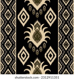 Ikat paisley. Eethnic pattern oriental African American Indonesia, Asia, Aztec motif textile and bohemian.design for background, wallpaper,carpet print, fabric, batik .vector ikat pattern.