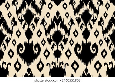 Ikat paisley embroidery on the fabric in Indonesia,India and asian countries.geometric ethnic oriental seamless pattern.Aztec style. illustration.design for texture,fabric,clothing,wrapping,carpet