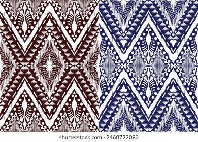 Ikat paisley embroidery on the fabric in Indonesia,India and asian countries.geometric ethnic oriental seamless pattern.Aztec style. illustration.