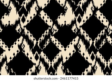 Ikat paisley embroidery on the fabric in Indonesia,India and asian countries.geometric ethnic oriental seamless pattern.Aztec style. illustration.design for texture,fabric,clothing,wrapping,carpet