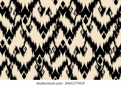 Ikat paisley embroidery on the fabric in Indonesia,India and asian countries.geometric ethnic oriental seamless pattern.Aztec style. illustration.design for texture,fabric,clothing,wrapping,carpet