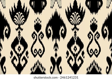 Ikat paisley embroidery on the fabric in Indonesia,India and asian countries.geometric ethnic oriental seamless pattern.Aztec style. illustration.design for texture,fabric,clothing,wrapping,carpet