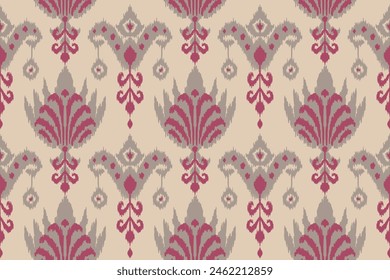 Ikat paisley embroidery on the fabric in Indonesia,India and asian countries.geometric ethnic oriental seamless pattern.Aztec style. illustration.design for texture,fabric,clothing,wrapping,textile