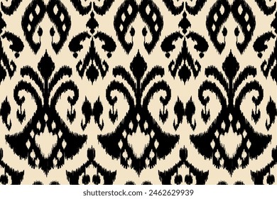 Ikat paisley embroidery on the fabric in Indonesia,India and asian countries.geometric ethnic oriental seamless pattern.Aztec style. illustration.design for texture,fabric,clothing,wrapping,textile