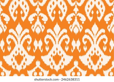 Ikat paisley bordado en la tela en Indonesia, India y países asiáticos. patrón geométrico étnico oriental sin costuras. estilo azteca. ilustración. diseño para textura, tela, ropa, envoltura, textil