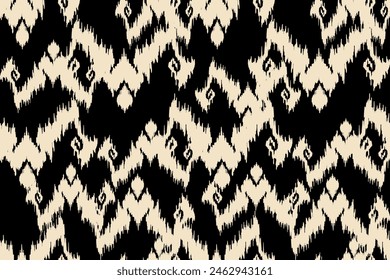 Ikat paisley embroidery on the fabric in Indonesia,India and asian countries.geometric ethnic oriental seamless pattern.Aztec style. illustration.design for texture,fabric,clothing,wrapping,textile