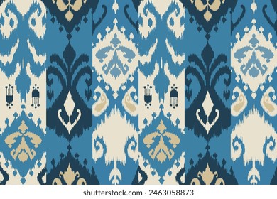 Ikat paisley embroidery on the fabric in Indonesia,India and asian countries.geometric ethnic oriental seamless pattern.Aztec style. illustration.design for texture,fabric,clothing,wrapping,textile