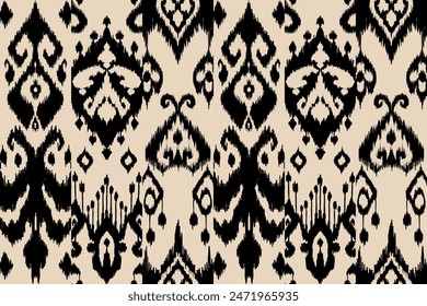 Ikat paisley embroidery on the fabric in Indonesia,India and asian countries.geometric ethnic oriental seamless pattern.Aztec style. illustration.design for texture,fabric,clothing,wrapping,textile