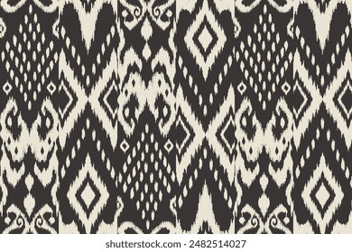 Ikat paisley bordado en la tela en Indonesia, India y países asiáticos. patrón geométrico étnico oriental sin costuras. estilo azteca. ilustración. diseño para textura, tela, ropa, envoltura, alfombra