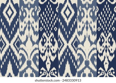 Ikat paisley embroidery on the fabric in Indonesia,India and asian countries.geometric ethnic oriental seamless pattern.Aztec style. illustration.design for texture,fabric,clothing,wrapping,carpet