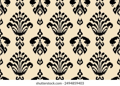 Ikat paisley embroidery on the fabric in Indonesia,India and asian countries.geometric ethnic oriental seamless pattern.Aztec style. illustration.design for texture,fabric,clothing,wrapping,carpet