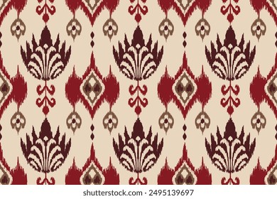 Ikat paisley embroidery on the fabric in Indonesia,India and asian countries.geometric ethnic oriental seamless pattern.Aztec style. illustration.design for texture,fabric,clothing,wrapping,carpet