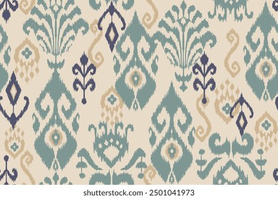 Ikat paisley embroidery on the fabric in Indonesia,India and asian countries.geometric ethnic oriental seamless pattern.Aztec style. illustration.design for texture,fabric,clothing,wrapping,carpet