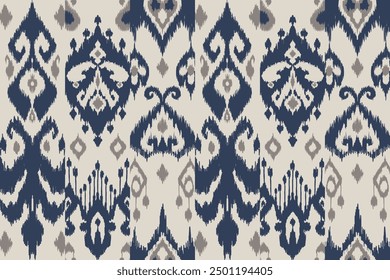 Ikat paisley embroidery on the fabric in Indonesia,India and asian countries.geometric ethnic oriental seamless pattern.Aztec style. illustration.design for texture,fabric,clothing,wrapping,carpet