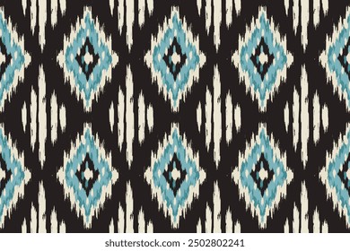 Ikat paisley embroidery on the fabric in Indonesia,India and asian countries.geometric ethnic oriental seamless pattern.Aztec style. illustration.design for texture,fabric,clothing,wrapping,carpet