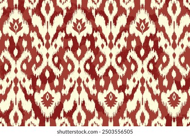 Ikat paisley bordado en la tela en Indonesia, India y países asiáticos. patrón geométrico oriental sin costuras. estilo azteca. ilustración. diseño para textura, tela, ropa, envoltura, alfombra