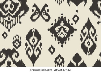 Ikat paisley embroidery on the fabric in Indonesia,India and asian countries.geometric ethnic oriental seamless pattern.Aztec style. illustration.design for texture,fabric,clothing,wrapping,carpet