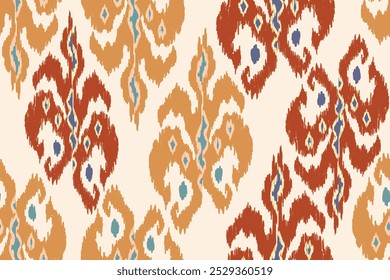 Ikat paisley bordado sobre o tecido na Indonésia, Índia e asiática countries.geometric étnico oriental estilo sem costura. estilo asteca. illustration.design para textura, tecido, roupas, embalagem, tapete