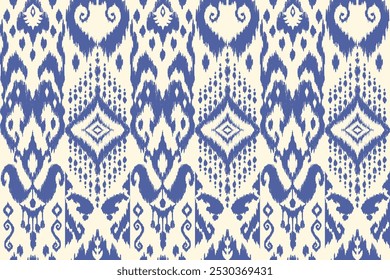 Ikat paisley embroidery on the fabric in Indonesia,India and asian countries.geometric ethnic oriental seamless pattern.Aztec style. illustration.design for texture,fabric,clothing,wrapping,carpet	
