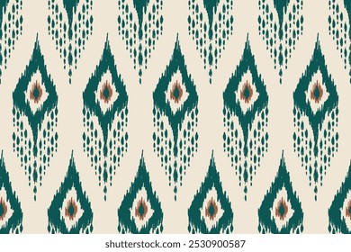 Ikat paisley embroidery on the fabric in Indonesia,India and asian countries.geometric ethnic oriental seamless pattern.Aztec style. illustration.design for texture,fabric,clothing,wrapping,carpet	