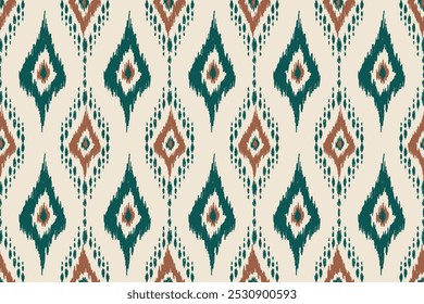 Ikat paisley embroidery on the fabric in Indonesia,India and asian countries.geometric ethnic oriental seamless pattern.Aztec style. illustration.design for texture,fabric,clothing,wrapping,carpet	