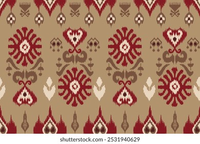 Ikat paisley bordado sobre o tecido na Indonésia, Índia e asiática countries.geometric étnico oriental estilo sem costura. estilo asteca. illustration.design para textura, tecido, roupas, embalagem, tapete