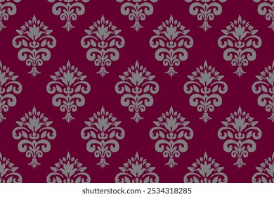 Ikat paisley embroidery on the fabric in Indonesia,India and asian countries, background, curtain, carpet, wallpaper, clothing, wrapping, Batik, vector illustration.