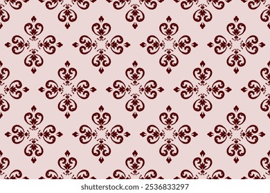 Ikat paisley embroidery on the fabric in Indonesia,India and asian countries, background, curtain, carpet, wallpaper, clothing, wrapping, Batik, vector illustration.