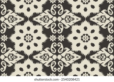 Ikat paisley embroidery on the fabric in Indonesia, India and Asian countries.geometric ethnic oriental seamless pattern.Aztec style. illustration. design for texture, fabric,clothing,wrapping,carpet.