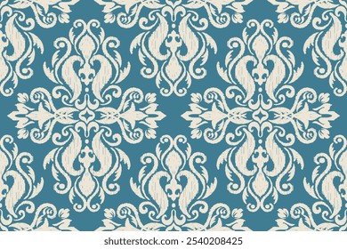 Ikat paisley embroidery on the fabric in Indonesia, India and Asian countries.geometric ethnic oriental seamless pattern.Aztec style. illustration. design for texture, fabric,clothing,wrapping,carpet.