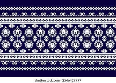 Ikat paisley embroidery on the fabric in Indonesia,India and asian countries, background, curtain, carpet "This content was created using vector drawing tools and software, not generated by AI"