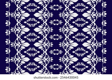 Ikat paisley embroidery on the fabric in Indonesia,India and asian countries, background, curtain, carpet "This content was created using vector drawing tools and software, not generated by AI"