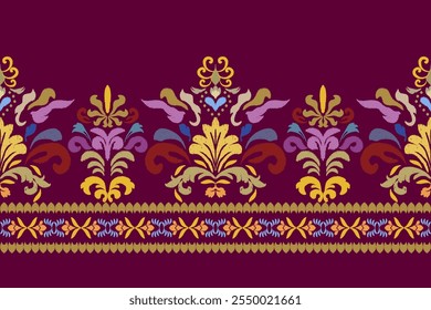 Ikat paisley embroidery on the fabric in Indonesia,India and asian countries, background, curtain, carpet "This content was created using vector drawing tools and software, not generated by AI"