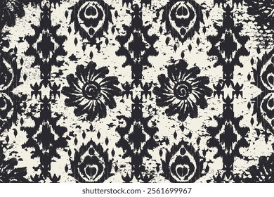 Ikat paisley embroidery on the fabric in Indonesia, India and Asian countries. geometric ethnic oriental seamless pattern.Aztec style. illustration. design for texture, fabric,clothing,wrapping,carpet