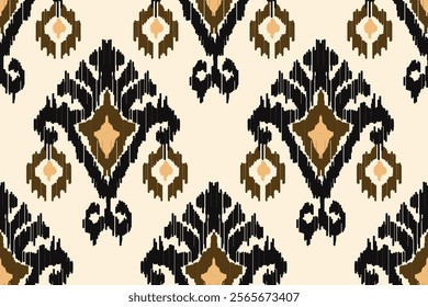 Ikat paisley embroidery on the fabric in Indonesia, India and Asian countries. geometric ethnic oriental seamless pattern.Aztec style. illustration. design for texture, fabric,clothing,wrapping,carpet