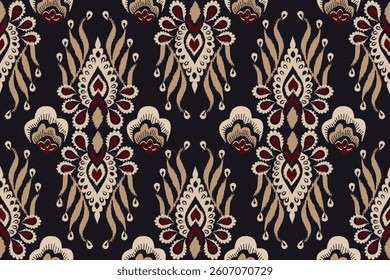 Ikat paisley embroidery on the fabric in Indonesia,India and asian countries.geometric ethnic oriental seamless pattern.Aztec style. illustration.design for texture,fabric,clothing,wrapping,carpet
