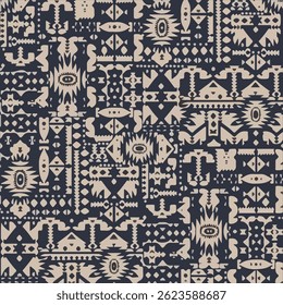 Ikat paisley embroidery on the fabric in Indonesia, India and Asian countries.geometric ethnic oriental seamless pattern.Aztec style. illustration. design for texture, fabric,clothing,wrapping,carpet.