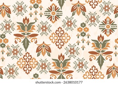 Ikat paisley embroidery on the fabric in Indonesia,India and asian countries.geometric ethnic oriental seamless pattern.Aztec style. illustration.design for texture,fabric,clothing,wrapping,carpet