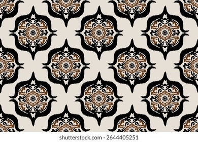 Ikat paisley embroidery on the fabric in Indonesia, India and Asian countries.geometric ethnic oriental seamless pattern.Aztec style. Illustration. Design for texture, fabric,clothing,wrapping,carpet.