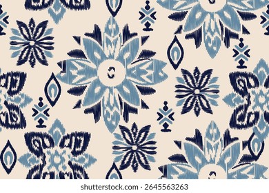 Ikat paisley embroidery on the fabric in Indonesia,India and asian countries.geometric ethnic oriental seamless pattern.Aztec style. illustration.design for texture,fabric,clothing,wrapping,carpet