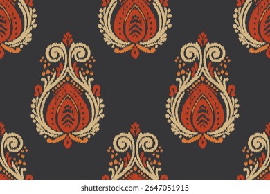 Ikat paisley embroidery on the fabric in Indonesia,India and asian countries.geometric ethnic oriental seamless pattern.Aztec style. illustration.design for texture,fabric,clothing,wrapping,textile