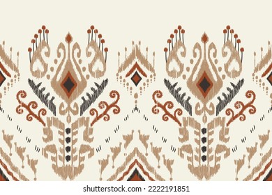 Ikat paisley embroidery on white background.geometric ethnic oriental pattern traditional.Aztec style abstract vector illustration.design for texture,fabric,clothing,wrapping,decoration,scarf,carpet.
