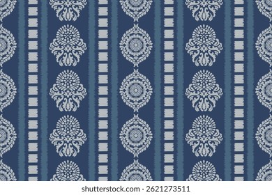 Ikat paisley floral, Abstract striped, Ethnic art. Seamless patterns, tribal, folk embroidery, and Mexican style.Aztec geometric art ornament print.Design for carpet, cover wallpaper, fabric, cloth