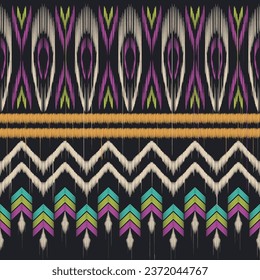 Ikat Paisley pattern design, African embroidery. Of ethnic tribes. Aztec texture, boho style, seamless