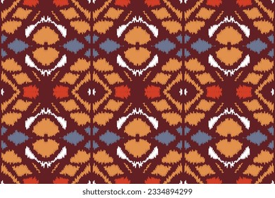 Ikat Paisley Pattern Embroidery Background. Ikat Stripe Geometric Ethnic Oriental Pattern traditional.aztec Style Abstract Vector illustration.design for Texture,fabric,clothing,wrapping,sarong.