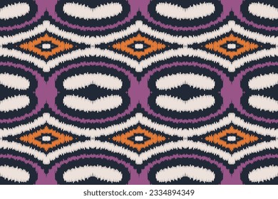 Ikat Paisley Pattern Embroidery Background. Ikat Floral Geometric Ethnic Oriental Pattern traditional.aztec Style Abstract Vector illustration.design for Texture,fabric,clothing,wrapping,sarong.