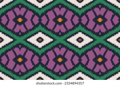 Ikat Paisley Pattern Embroidery Background. Ikat Designs Geometric Ethnic Oriental Pattern traditional.aztec Style Abstract Vector illustration.design for Texture,fabric,clothing,wrapping,sarong.