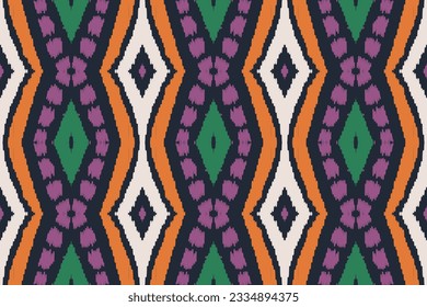 Ikat Paisley Muster Stickereihintergrund. Ikat Hintergrund Geometrisches ethnisch-orientalisches Muster traditionell. Ikat Aztec Style Abstraktes Design für Print Textur, Gewebe, Saree, Sarpet.